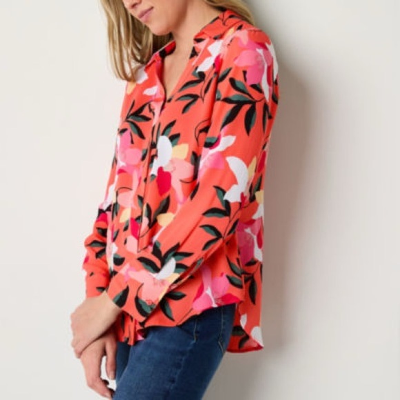 Liz Claiborne, size 3X, floral blouse, orange color good condición - Picture 1 of 10